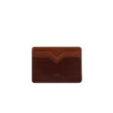 A-Slim Yaiba Leather Card Holder Mahogany Brown